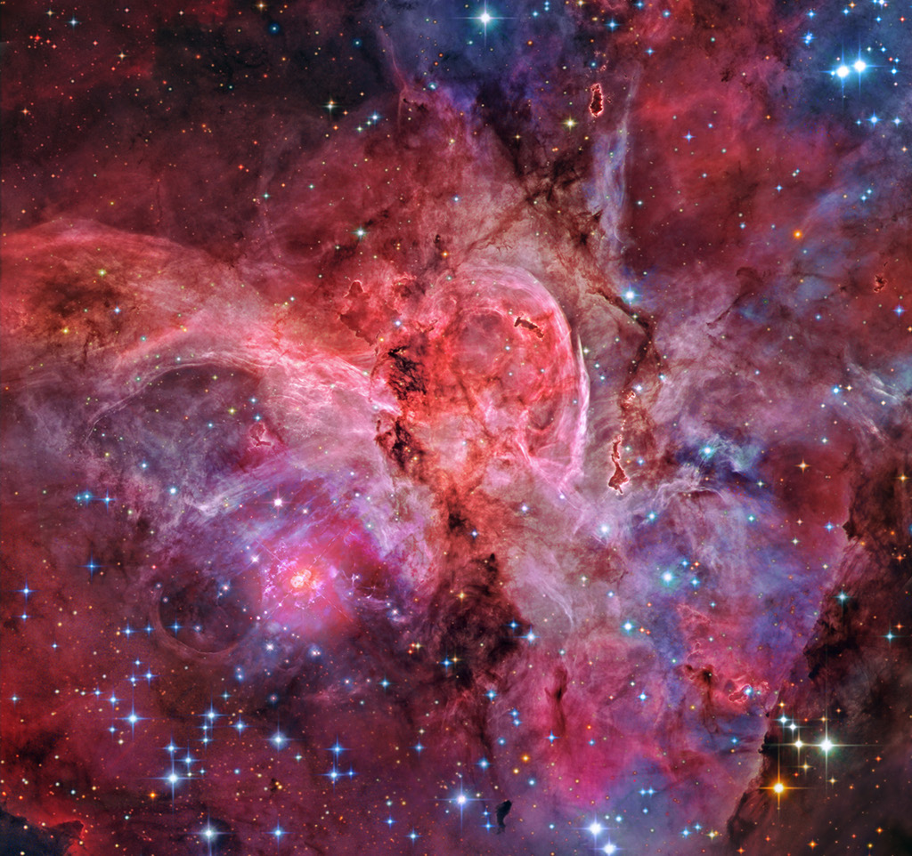 Siehe Beschreibung. Eta Carinae und der Homunkulusnebel im großen Carinanebel; Ein Klick auf das Bild lädt die höchstaufgelöste verfügbare Version.