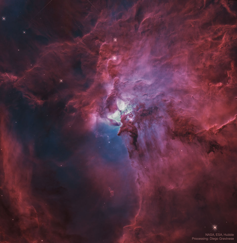Im Zentrum des Lagunennebels M8 findet ein Wirbelwind an Sternbildung statt.