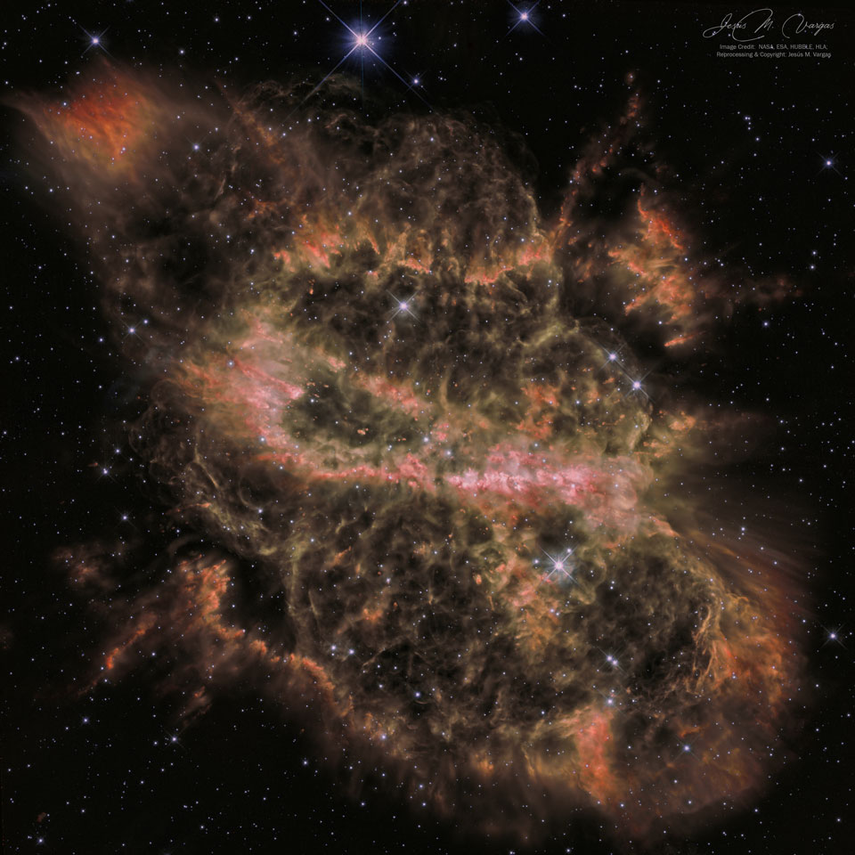 Der planetarische Nebel NGC 5189 besitzt eine rätselhafte Z-Form, die ein präzessierendes Doppelsternsystem vermuten lässt.