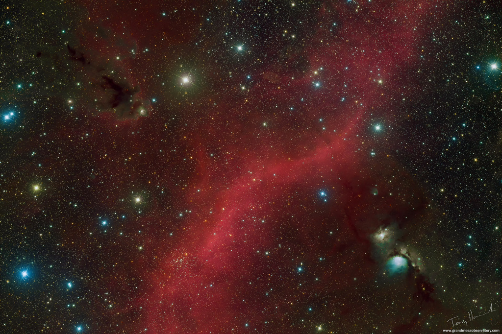 M78, die Barnardschleife und LDN 1622 nahe dem Gürtel des Orion.
