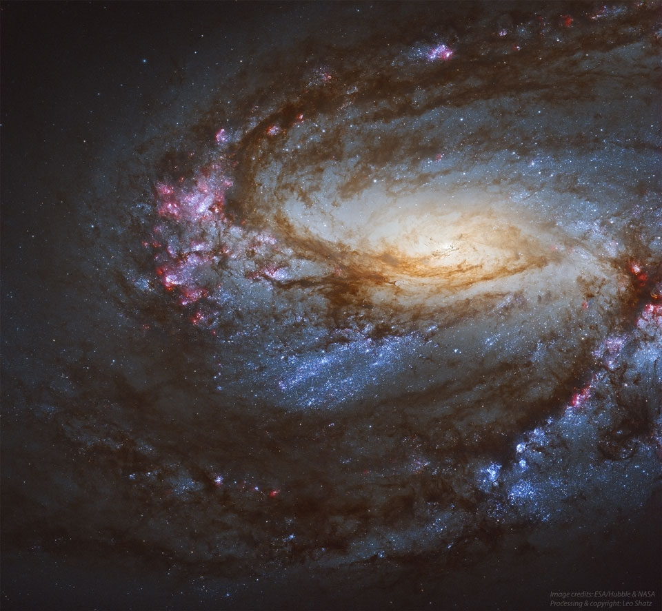 Die Spiralgalaxie M66 gehört zum Leo-Triplett, einer Gruppe aus drei Galaxien im Sternbild Löwe.