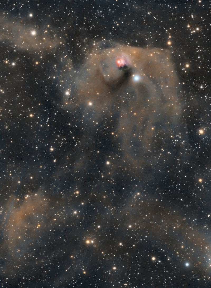 T Tauri und Hinds veränderlicher Nebel im Sternbild Stier.