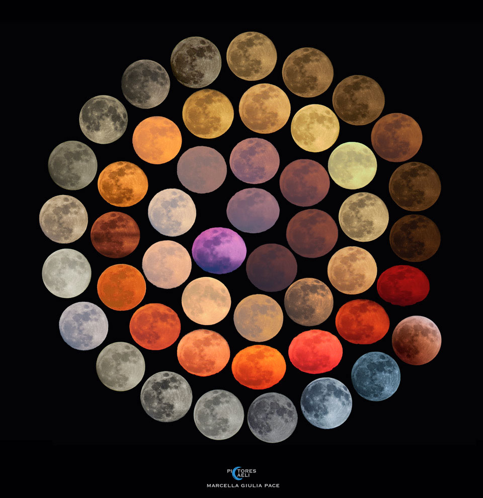 Von der Erde aus gesehen erhält der Mond viele verschiedene Farben, die in der Atmosphäre entstehen. Eine Astrofotografin sammelte Bilder des Vollmondes in ganz Italien.