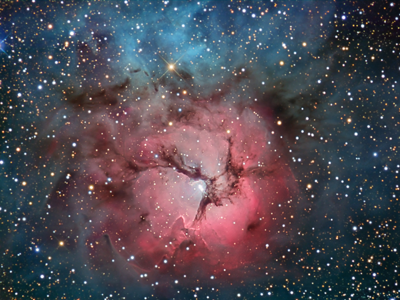 Der Trifidnebel M20 im Sternbild Schütze vereint Schönheit und Chaos.