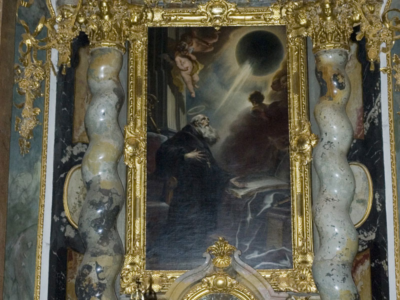 Auf einem Altarbild im bayerischen Kloster Weltenburg beobachtet der heilige Benedikt eine Sonnenfinsternis samt Korona und Diamantring.