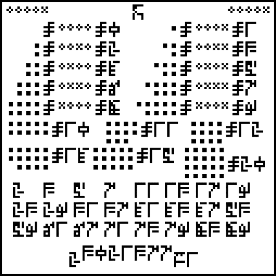 Die Grafik zeigt einen Code, der mit einem Radioteleskop ins All gesendet wurde.
