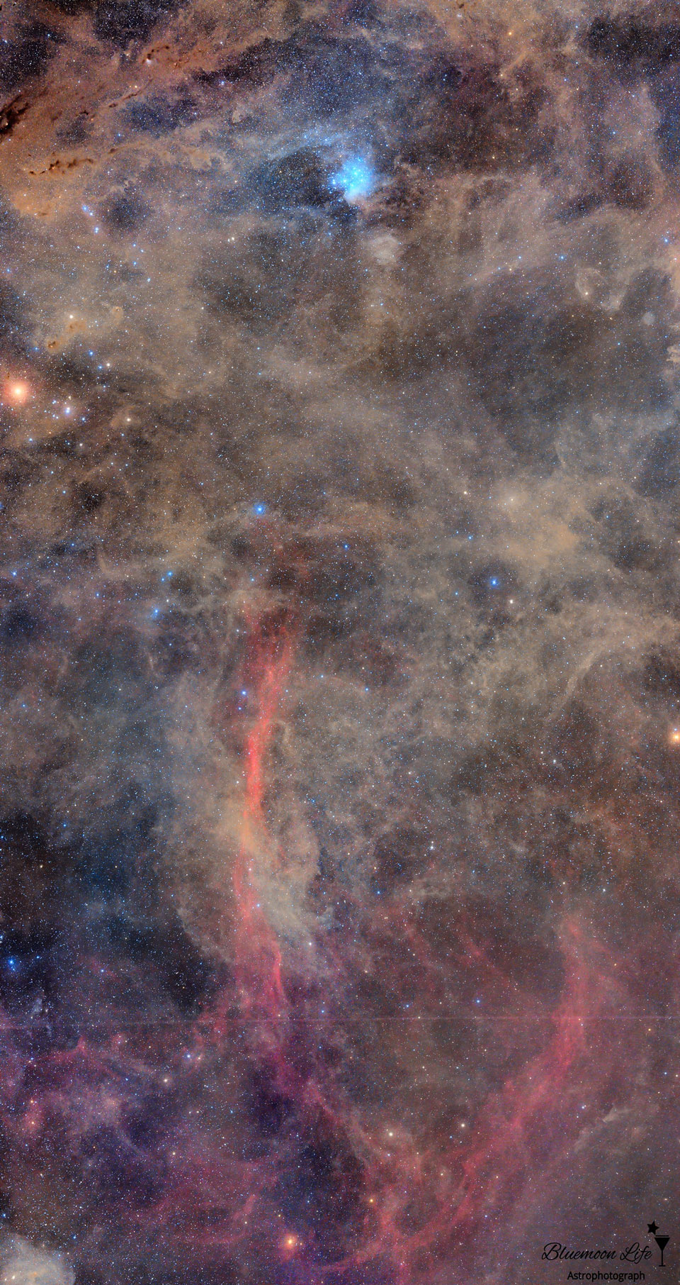 Um die Sternhaufen Plejaden und Hyaden sowie im Sternbild Eridanus liegt jede Menge Staub; Ein Klick auf das Bild lädt die höchstaufgelöste verfügbare Version.