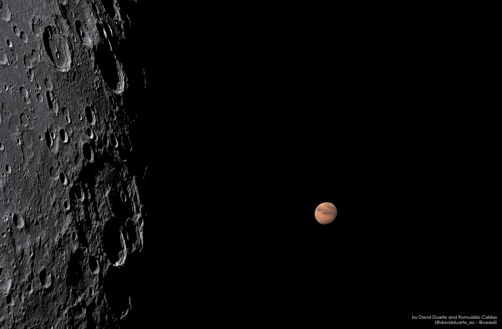 In Maceió in Brasilien war zu sehen, wie der Mond den Planeten Mars bedeckte.