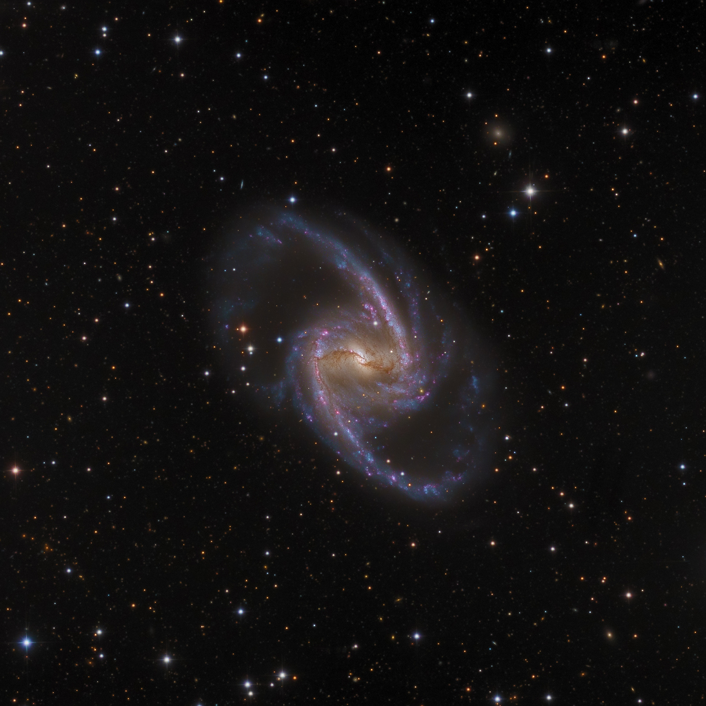 NGC 1365 liegt nur 60 Millionen Lichtjahre entfernt im Sternbild Chemischer Ofen und ist ein markantes Mitglied des Fornax-Galaxienhaufens.