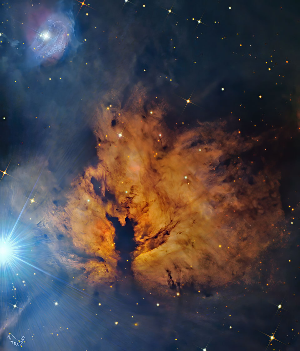 Der Flammennebels (NGC 2024) liegt 1500 Lichtjahre entfernt im Sternbild Orion.