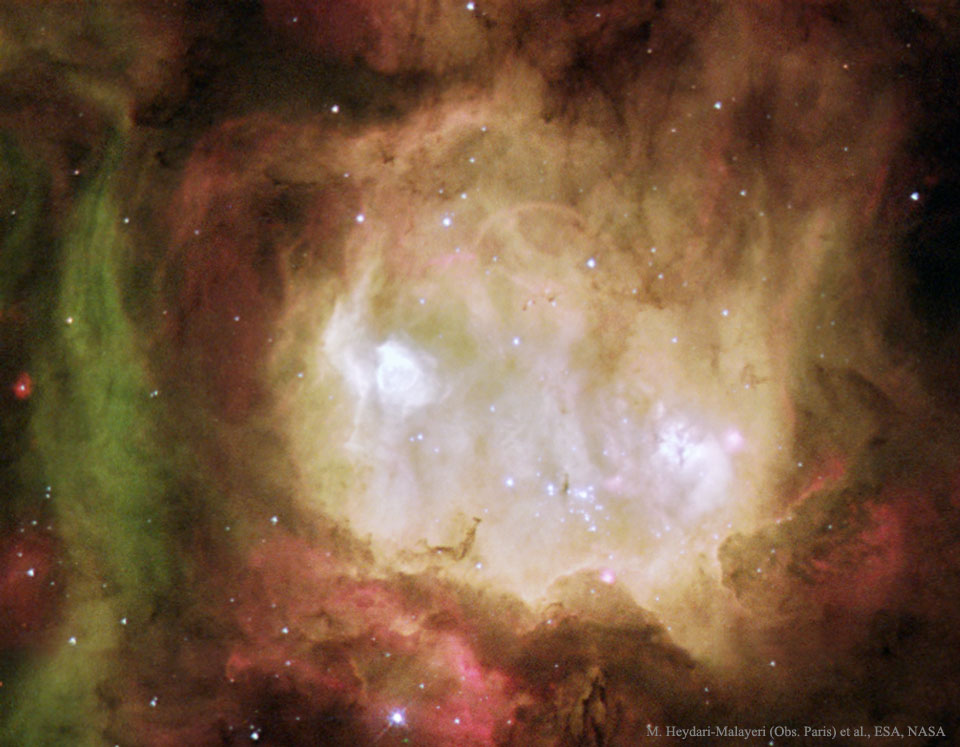 Der Geisterkopfnebel NGC 2080, aufgenommen vom Weltraumteleskop Hubble der NASA und ESA.