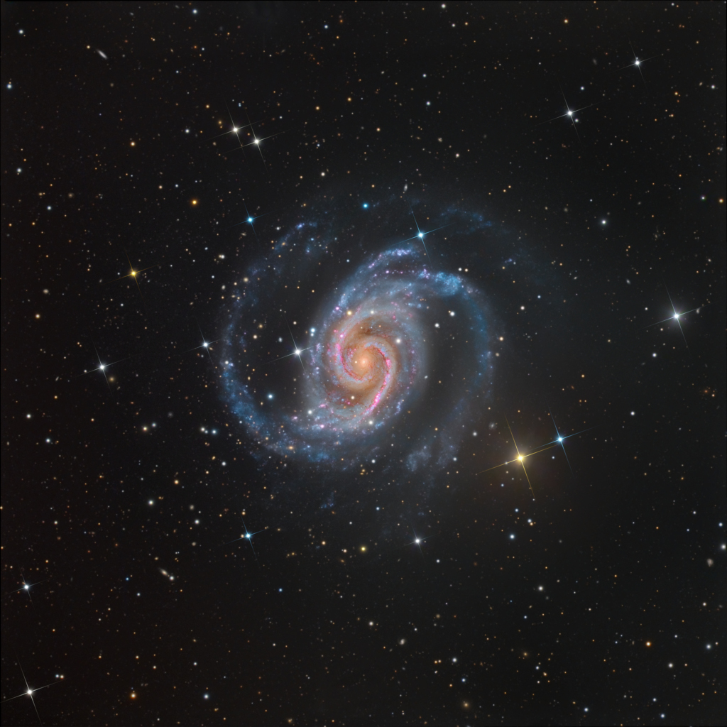 Die Seyfertgalaxie NGC 1566 im südlichen Sternbild Schwertfisch (Dorado).