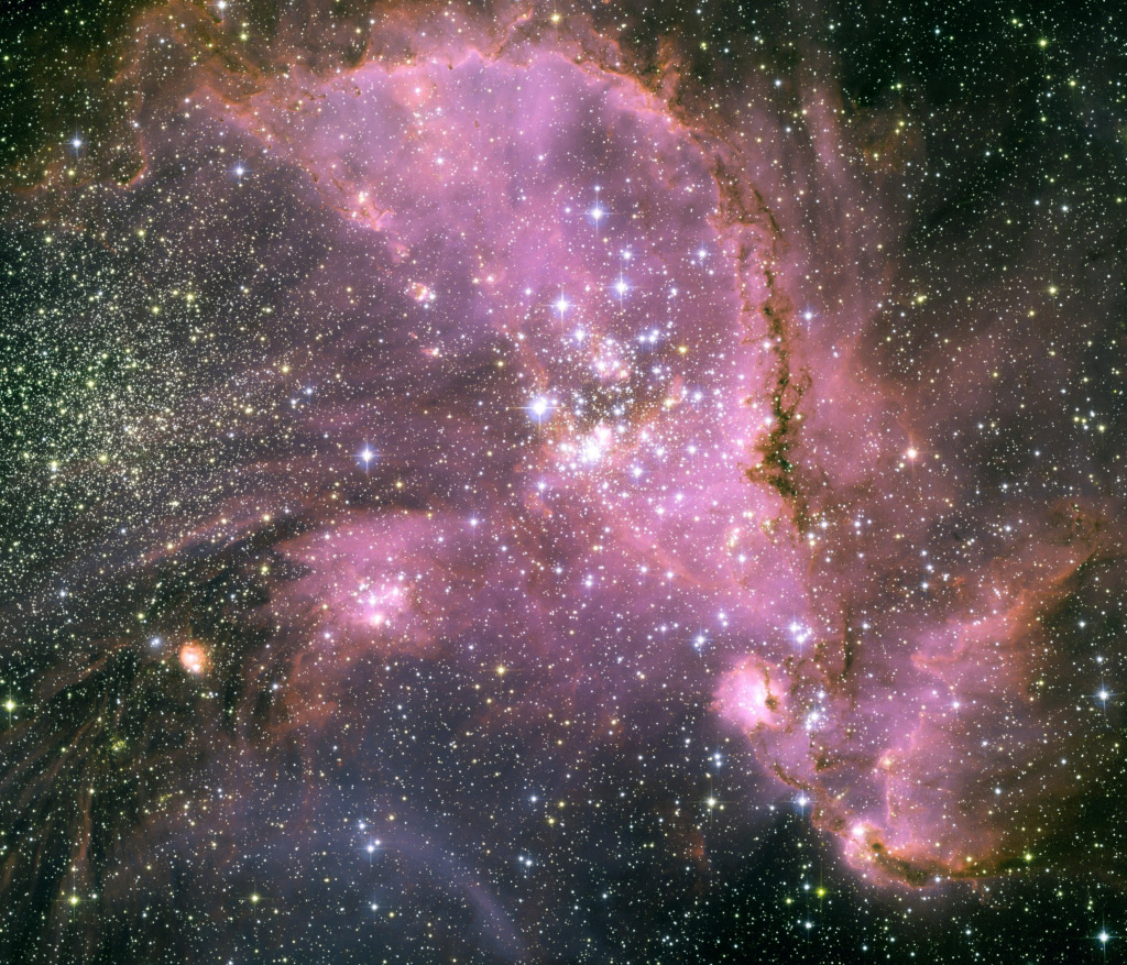 Die massereichen Sterne in NGC 346 im Sternbild Tukan auf diesem Hubble-Bild sind kurzlebig, aber energiereich.