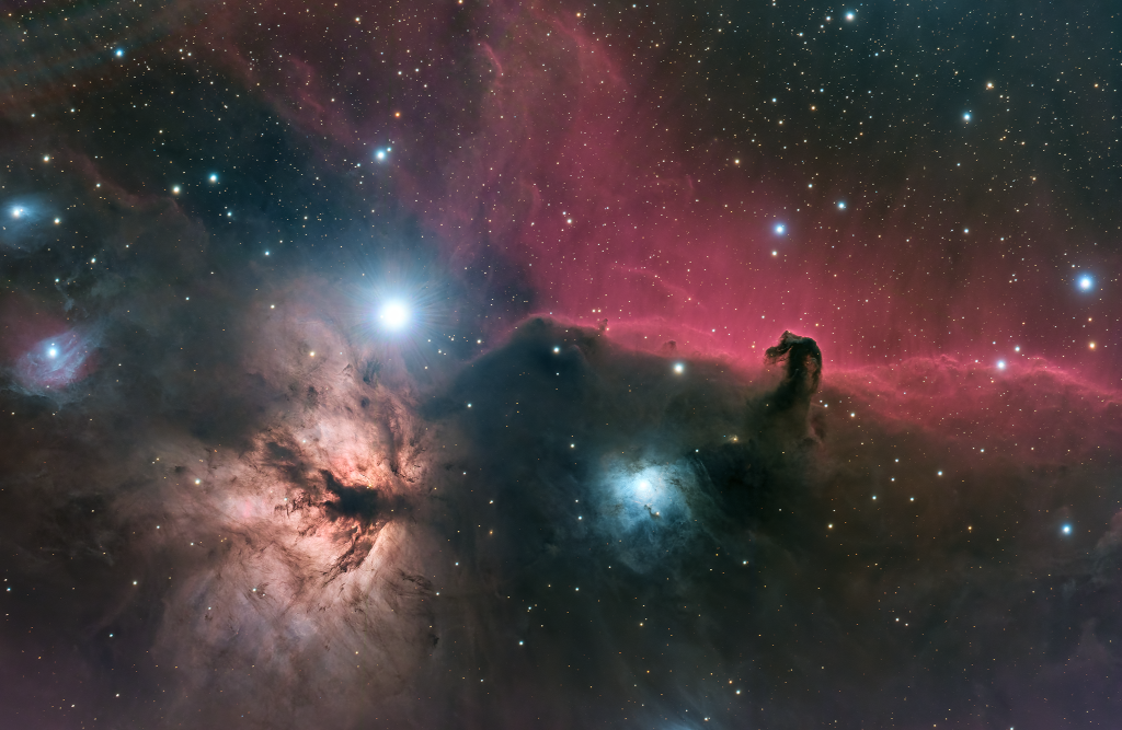 Der Pferdekopfnebel und der Flammennebel im Sternbild Orion