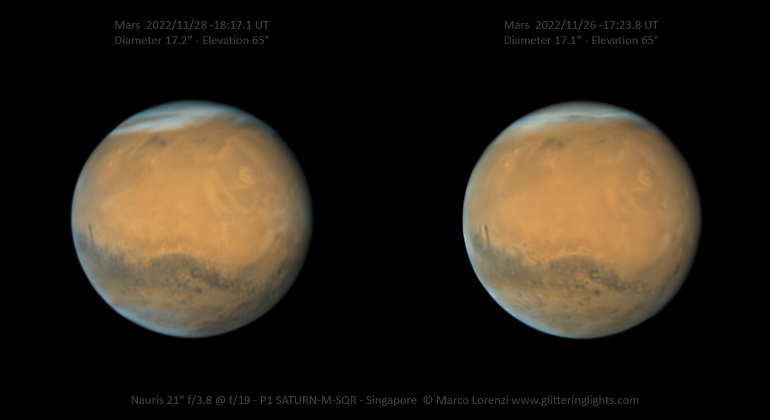 Das Bild zeigt eine Stereo-Ansicht des Planeten Mars